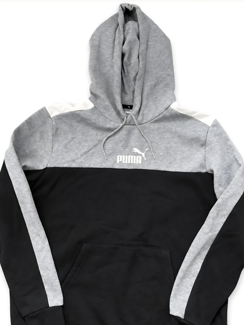 Puma Men’s Grey, Black and White Colorblock Pullover Hoodie